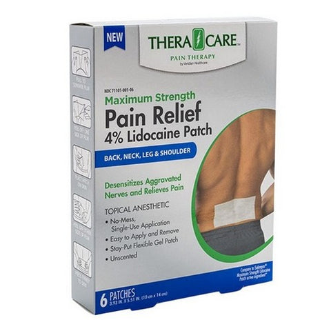 Theracare, Maximum Strength Pain Relief Patch 4% Lidocaine Patch, 6 Count