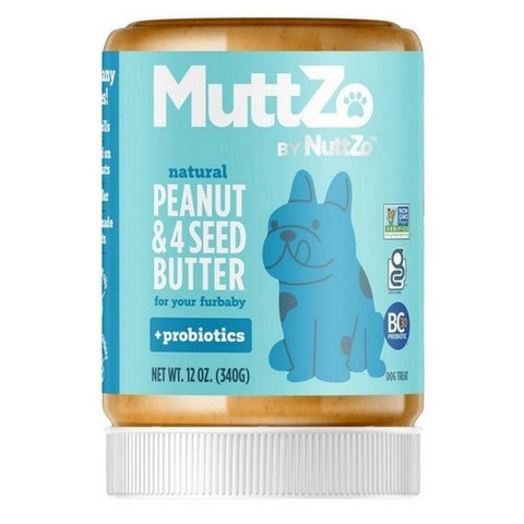 Nuttzo, Probiotic Peanut And 4 Seeds Butter Dog Treat, 12 Oz (Case Of 6)