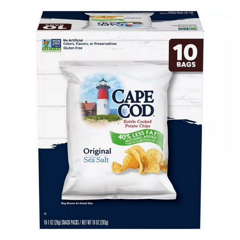Cape Cod, Original Less Fat Kettle Potato Chips, 10 Count (Case Of 4)