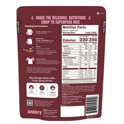 Jasberry, Superfood Green Curry With Chickpeas And Rice, 7.05 Oz (Case Of 6)