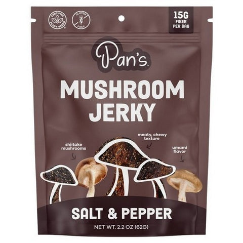 Pan's Mushroom Jerky, Mushroom Jerky Salt and Pepper, 2.2 Oz (Case Of 6)