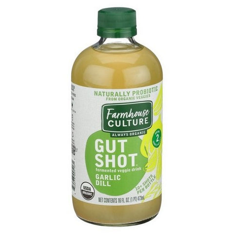 Farmhouse Culture, Fermented Veggie Drink Gut Shot Garlic Dill Pickle, 16 Oz (Case Of 6)