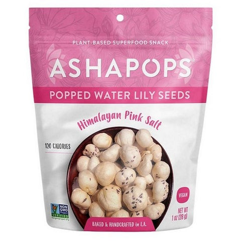 AshaPops, Popped Water Lily Seeds Himalayan Pink Salt, 1 Oz (Case Of 6)