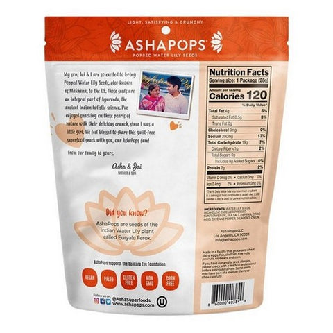 AshaPops, Popped Water Lily Seeds Chili Lime, 1 Oz (Case Of 6)