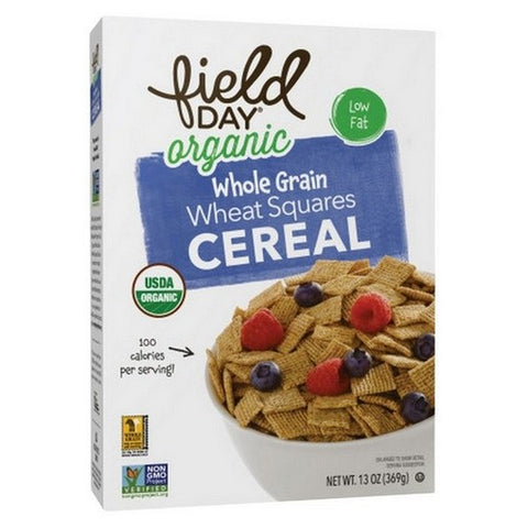 Field Day, Organic Whole Grain Wheat Squares Cereal, 13 Oz (Case Of 10)