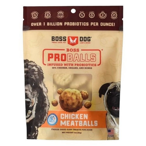 Boss Dog, Proballs Meatball Freeze Dried Dog Treats, 3 Oz (Case Of 6)