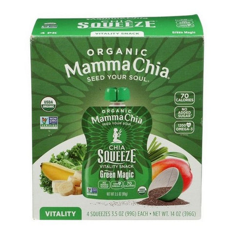 Mamma Chia, Organic Chia Squeeze Green Magic, 3.5 Oz X 4 Count (Case Of 6)