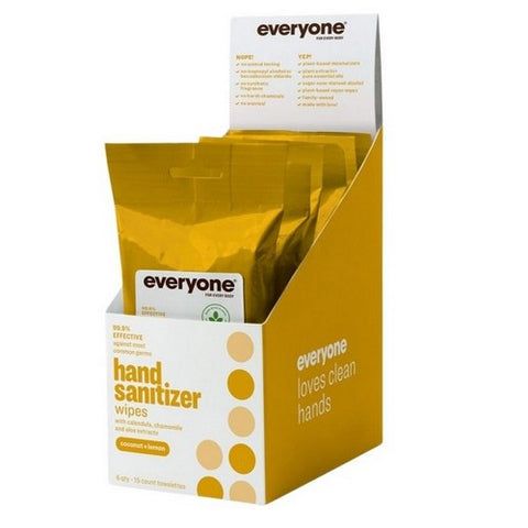 Everyone, Hand Sanitizer Wipes Coconut And Lemon, 15 Count (Case Of 6)