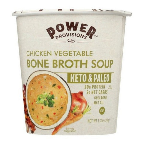 Power Provisions, Bone Broth Soup Chicken Vegetable Keto and Paleo, 1.2 Oz (Case Of 6)