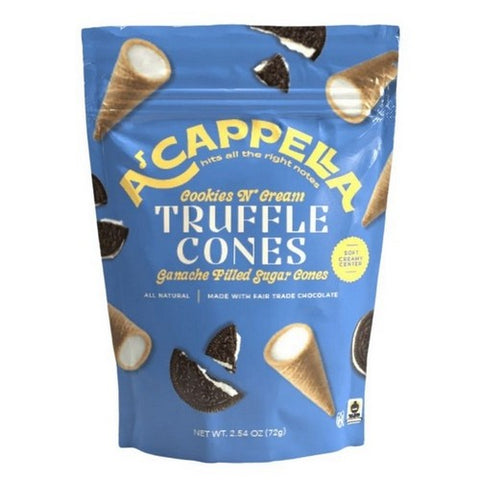 Acappella, Cookies N Cream Truffle Cones, 2.54 Oz (Case Of 6)