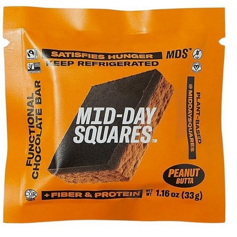 Mid-Day Squares, Functional Chocolate Peanut Butter Bar, 1.16 Oz (Case Of 12)
