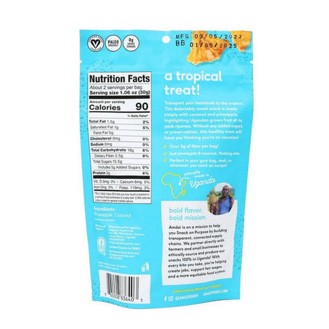 Amazi Foods, Organic Dried Pineapple Pina Colada, 2.3 Oz (Case Of 6) Amazi Foods