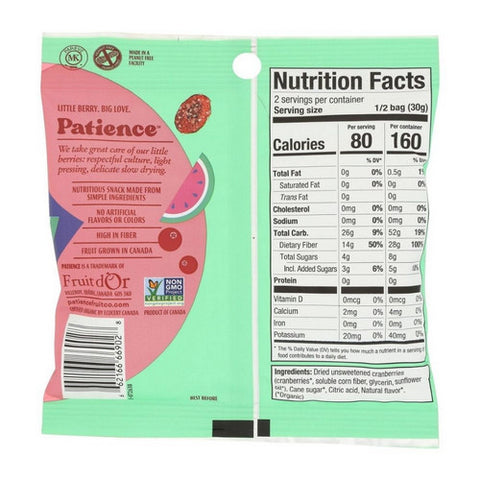 Patience Fruit & Co, Organic Cranberries Sour Watermelon, 2.12 Oz (Case Of 24)