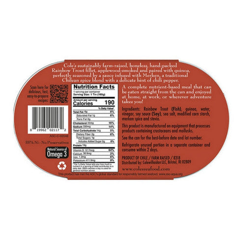 Coles, Rainbow Trout Smoked Fillet With Quinoa, 5.6 Oz (Case Of 6) Coles