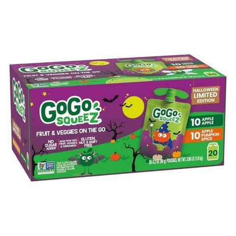 Gogo Squeez, Apple Fruit And Veggies On The Go Snack Pouch, 3.2 Oz X 20 Count (Case Of 2)