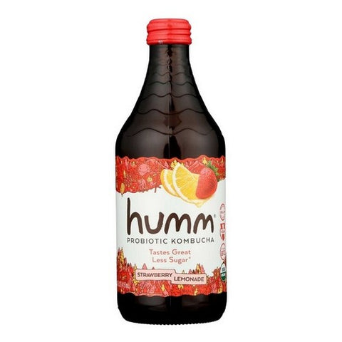 Humm Kombucha, Organic Strawberry Lemonade Kombucha, 14 Oz (Case Of 12)