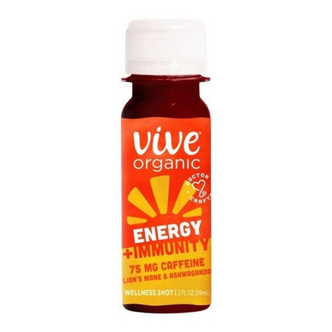 Vive Organic, Energy Plus Immunity Wellness Shot Lions Mane And Ashwagandha, 2 Oz (Case Of 12)