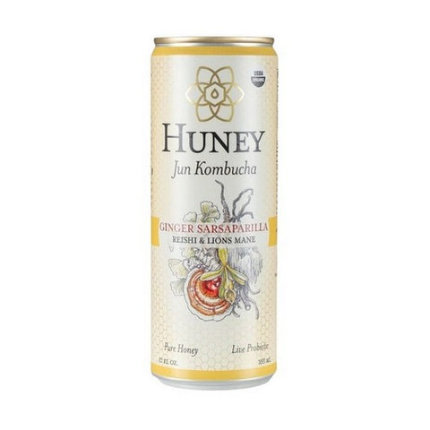 Huney Jun, Ginger Sarsaparilla Reishi And Lions Mane Organic Kombucha, 12 Oz (Case Of 6)