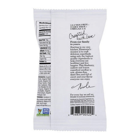 Elemental, Blueberry Cashew And Lemon Seed Bar, 1.8 Oz (Case Of 12)