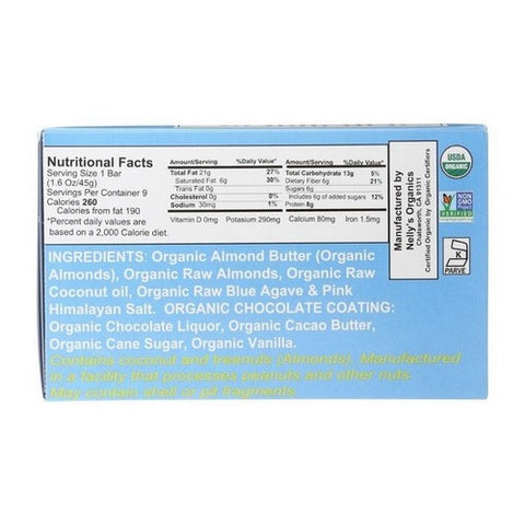 Nelly's Organics, Organic Chunky Almond Bar, 1.6 Oz (Case Of 9)