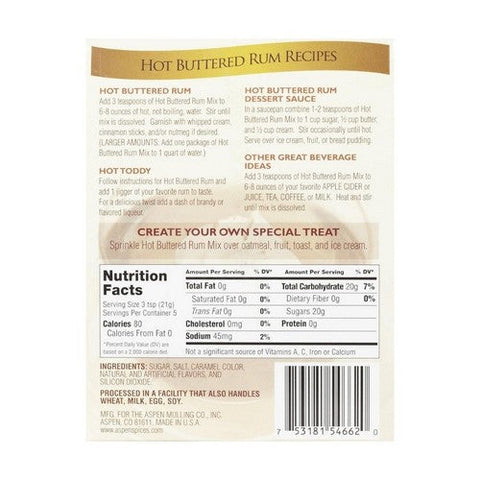 Aspen, Hot Buttered Rum, 3.75 Oz (Case Of 6) Aspen