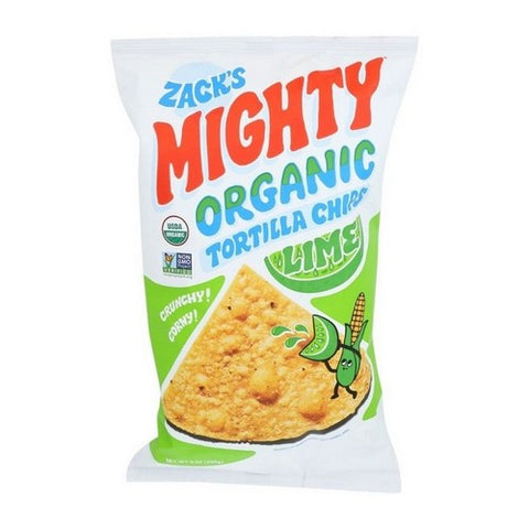 Zack's Mighty, Lime Organic Tortilla Chips, 9 Oz (Case Of 9)