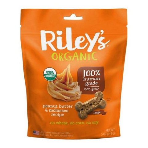 Riley's Organic, Organic Dog Treats Peanut Butter & Molasses Recipe Large, 5 Oz (Case Of 6)