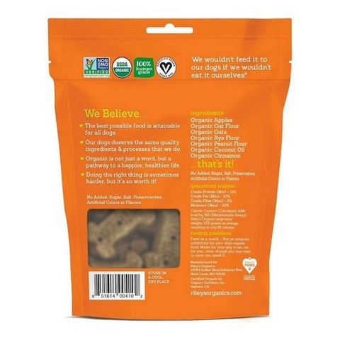 Riley's Organic, Organic Dog Treats Apple Recipe Large, 5 Oz (Case Of 6) Riley's Organic