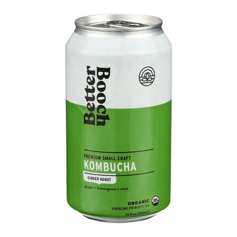Organic Ginger Boost Kombucha With Ginger Plus Lemongrass Plus Mint 12 Oz X 4 Count (Case Of 6) by Better Booch