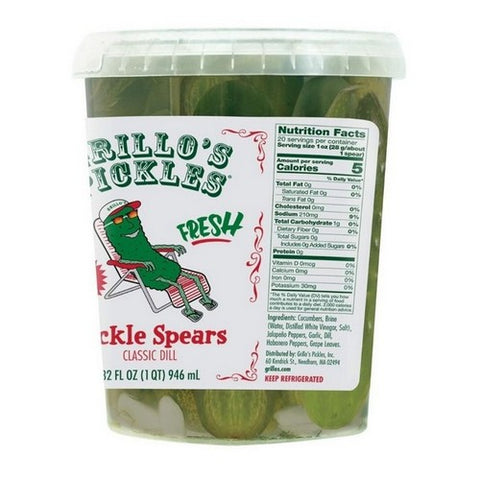 Grillo's Pickles, Pickle Spears Hot Italian Dill Spears, 32 Oz (Case Of 6)
