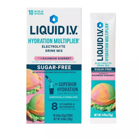 Liquid I.V, Hydration Multiplier Vegan Powder Rainbow Sherbert, 10 Count