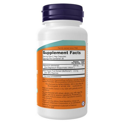 Now Foods, Magnesium Glycinate with BioPerine, 60 Veggie Capsules