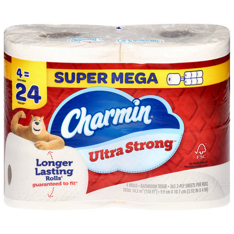 Charmin, Bath Tissue Ultra Strong, 158 Square Feets / 4 Mega Rolls (Case Of 6)