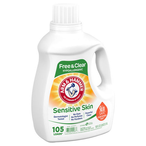Sensitive Skin Free And Clear 105 Loads Liquid Laundry Detergent 105 Oz (Case Of 4) by Arm & Hammer