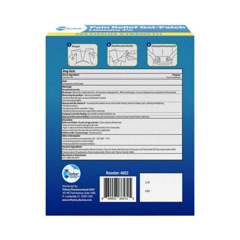 Globe, Lidocaine Gel Patch 4%, 15 Count Globe