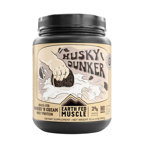 Earth Fed Muscle, Husky Dunker Cookies And Cream Grass Fed Protein, 2 Lbs