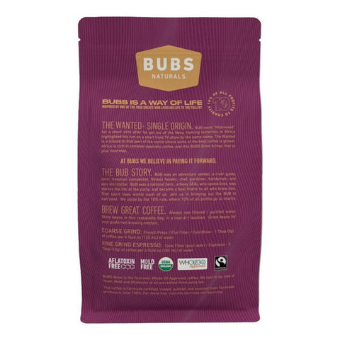 Bubs Naturals, Wanted Coffee Dark Roast Whole Bean, 12 Oz