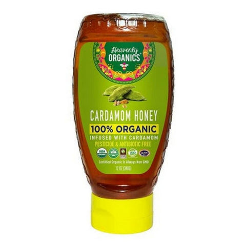 Heavenly Organics, Organic Raw Cardamom Honey squeeze bottle, 12 Oz