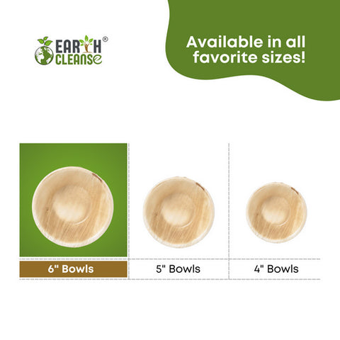 Earth Cleanse, Areca Palm Leaf Bowls Round 6-Inch, Pack of 25