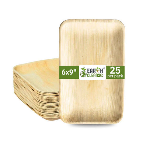 Earth Cleanse, Areca Palm Leaf Rectangular Tray 6x9-Inch, Pack of 25
