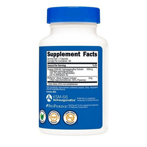 Nutricost, KSM-66 Capsules, 600 Mg, 30 Count