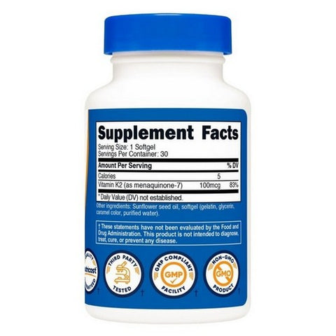 Nutricost, Vitamin K2 MK-7 Softgels, 100 Mcg, 30 Softgels