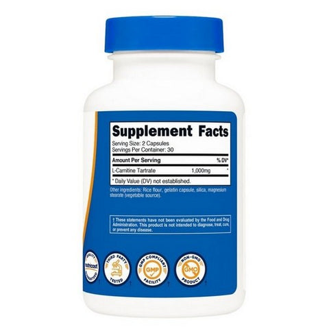 Nutricost, L-Carnitine Tartrate, 1000 Mg, 60 Caps