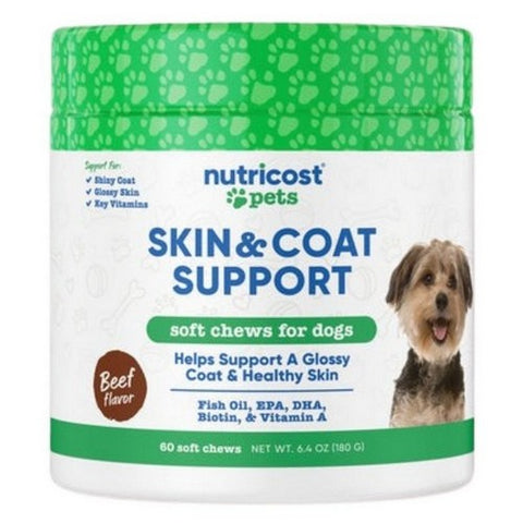 Nutricost, Nutricost Pet Skin & Coat Support Beef, 60 Chews