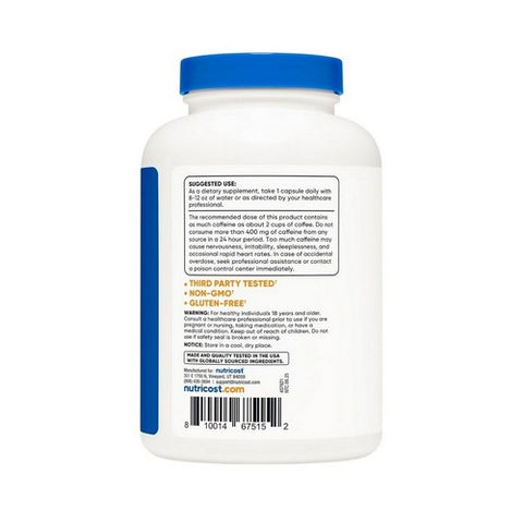 Nutricost, Caffeine Capsules, 200 Mg, 500  Count