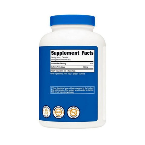 Nutricost, Caffeine Capsules, 200 Mg, 500  Count