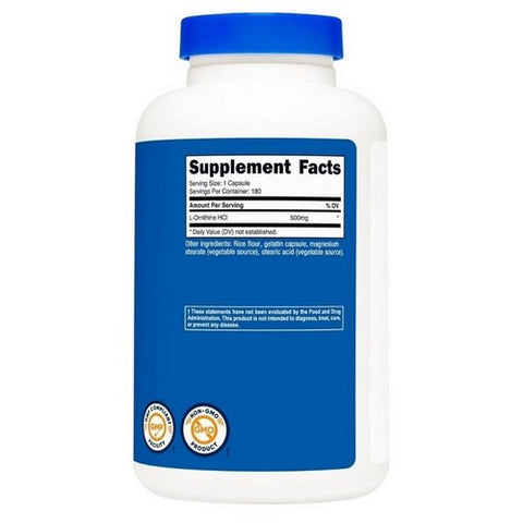 Nutricost, L-Ornithine Capsules, 500 Mg, 180 Count