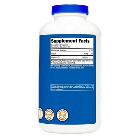 Nutricost, L-Lysine Capsules, 500 Mg, 500  Count