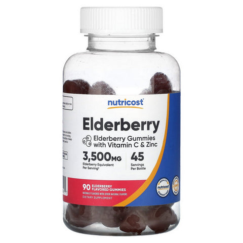 Nutricost, Elderberry Gummies With Vitamin C And Zinc, 100 Mg, 90 Count