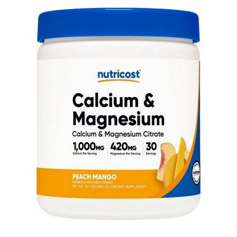 Nutricost, Calcium Citrate Magnesium Citrate Powder Peach Mango, 1000 Mg/420 Mg, 30 Serving